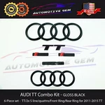 Audi Emblem Gloss Black Grill Trunk Ring Line Quattro Badge Kit 2011-2015. Fixed Price $113.32.