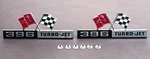 1965 Corvette 396 Turbo-jet Side Fender Emblem Cross Flag Pair New Gm# 3872997. Fixed Price $109.00.