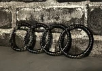 Audi Charcoal Gray Houndstooth Rear Rings Trunk Emblem Oem Badge A4 S4 RS5 190MM. Fixed Price $97.00.