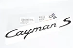 Genuine Porsche Cayman Trunk Script Emblem (black) 98755998301041. Fixed Price $429.95.