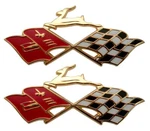 New Trim Parts Rear Quarter Panel Crossed-flag Emblem Pair / For 1959 Impala. Fixed Price $161.99.