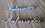 Amc Ambassador Fender Emblem Badge Nameplate, Pair 60S-70S, Metal 3590719 AM512R. Fixed Price $44.00.