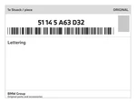 Genuine Bmw Lettering 51-14-5-A63-D32 New. Fixed Price $57.94.