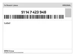 Genuine Bmw Label 51-14-7-423-948 New. Fixed Price $45.33.