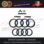 Audi 2019+ A7 Emblem Black Front Grille Trunk Ring Line Rear Quattro Badge Set. Fixed Price $103.32.
