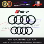 Audi RS7 Emblem Gloss Black Front Grille Rear Trunk Ring Badge Logo Set 2014-21. Fixed Price $99.99.