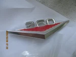 Nos Red 1964 Ford Fairlane 260 Lower Front Fender Emblem-cast. No. C4OB-16C144B. Fixed Price $30.00.