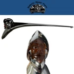 New Old Stock Chrome Hood Ornament W/amber Face For 1949-50 Desoto #1335605. Fixed Price $700.00.