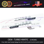 Oem Turbo 4MATIC Fender Amg Emblem Chrome Logo Badge Mercedes A35 CLA45 GLA45. Fixed Price $59.99.